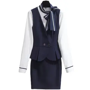 Conjuntos de uniformes de camarero personalizados Bar Restaurante Fiesta Personal Ropa DE TRABAJO Diseño de traje Chaleco unisex Camisa <span class=keywords><strong>Pantalones</strong></span> Falda de <span class=keywords><strong>mujer</strong></span> - Product Image 1