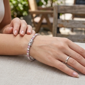 Bracelet tennis en moissanite rose et blanc, argent S925 plaqué rhodium, cadeau pour la Saint-Valentin, fête des mères, 16-19 cm - Product Image 5