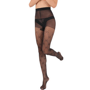 أزياء المرأة مخصص جوارب طويلة من الحرير وسائط الإعلام طباعة شعار رسالة جوارب سوداء خرطوم جوارب ضيقة جوارب طويلة - Product Image 3