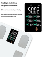 Pèse-personne intelligent à grand écran VA, design original, analyseur de graisse corporelle numérique personnel, capacité 180 kg, IMC, fréquence cardiaque, compatible application