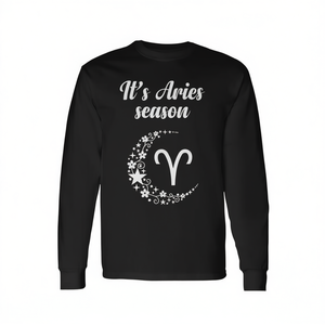 T-shirt à manches longues avec signe du zodiaque saison des Berziers, design astrologique Mars-Avril - Product Image 2