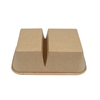 Conteneur à lunch en kraft à double compartiment, revêtement PE écologique, compostable, biodégradable, bol jetable, impression personnalisée du logo disponible
