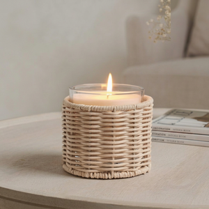 Support de bougie chauffe-plat en rotin tressé NEHA ENTERPRISES, résistant à la chaleur, réutilisable, fait main, écologique, décoration d'intérieur, lanterne en verre - Product Image 1