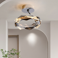 Plafonnier LED Minimaliste Moderne, Lustre en Cristal, Acier Inoxydable, Lumière Tricolore, CRI 98, Protection Oculaire, pour Chambre à Coucher
