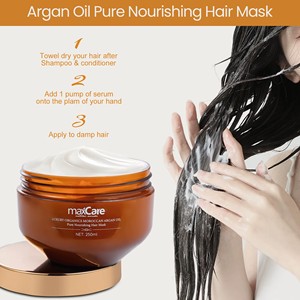 Maxcare Crème de Soin Capillaire Luxueuse à l'Huile d'Argan, Kératine et Collagène, <span class=keywords><strong>Masque</strong></span> Réparateur pour <span class=keywords><strong>Cheveux</strong></span> Frisés, Secs et Abîmés - Product Image 3