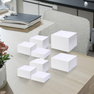 Bóng trắng Acrylic <span class=keywords><strong>Cube</strong></span> hiển thị Kệ sinh thái thân thiện rỗng dưới làm tổ risers Bộ 3 đơn vị lưu trữ - Product Image 6