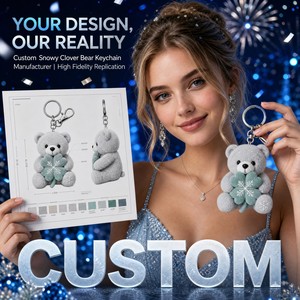 OEM ODM Personnalisé <span class=keywords><strong>Porte</strong></span>-clés Mascotte en Peluche Ours Trèfle Enneigé, Vente en Gros, Cadeau du Nouvel An, Logo, CPC, Cadeau de Fêtes Saisonnier, Jouet en Peluche - Product Image 2