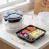 Boîtes alimentaires rectangulaires jetables en plastique multi-tailles avec couvercles réutilisables