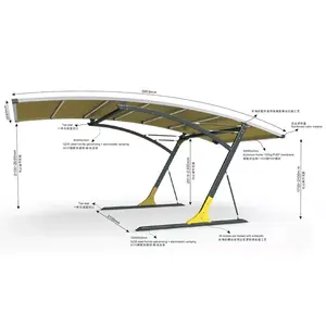 家用PVDF屋顶防风便携式车库太阳能铝车棚结构防水钢汽车停车棚帐篷