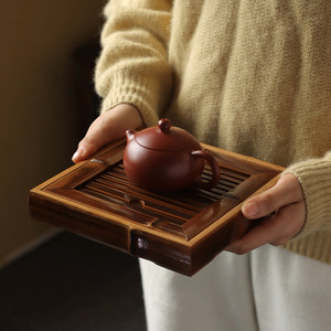 Lacquered bamboo teapot stand, water-storage dry brewing stand, simple square <b>tea</b> <b>tray</b>, bamboo Kung Fu <b>tea</b> set accessories. - Product Image 1