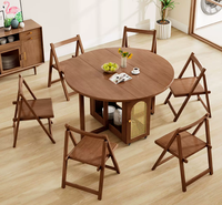 Ensemble de table à manger pliante extensible avec plateau rabattable papillon, armoire de rangement en rotin, plateau en marbre sur roulettes, gain de place