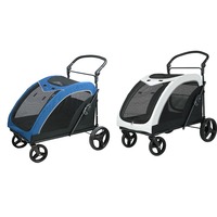 Poussette pliable en plastique et en maille pour chiens de taille moyenne et grande, chats âgés, pour les promenades en plein air et les voyages en camping