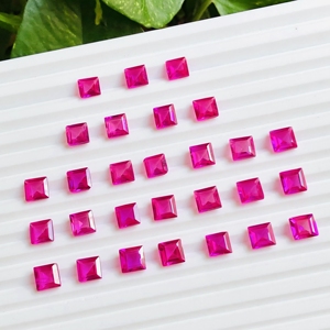 Hermosa sombra corindón rubí cojín corte 20 piezas 100 Ct piedra preciosa suelta 6X6 15X15mm tamaño célebre piedra roja para hacer joyas - Product Image 2