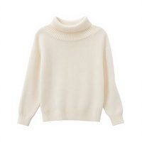 Pull en cachemire mélangé à la laine mérinos pour femme, col roulé, manches tombantes, ourlet et poignets côtelés, tricoté sur mesure, confortable