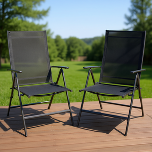 Chaise de patio réglable et portable, chaise inclinable pliable pour jardin extérieur, cadre en aluminium, tissu en polyester, design moderne - Product Image 2