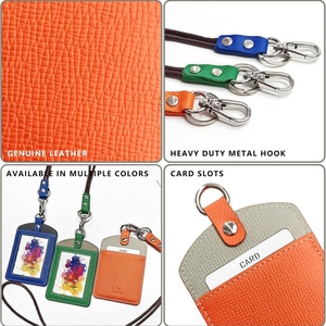 Boshiho Factory Office Badge Holder Real <b>Leather</b> ID Badge Card Holder with Neck <b>Lanyard</b> ID Card Holder - Product Image 5