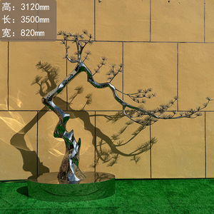 Stainless Steel <b>Tree</b> Sculpture 3120mm H 3500mm L <b>Outdoor</b> Garden Art Decoration Floor Mount Handmade Metal Mirror Design - Product Image 1