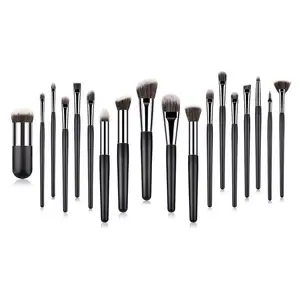 Jieniya 18 piece Black Brushes Big Eyeshadow Concealer Blush Synthetic Hair 18pcs Makeup Brush Set