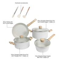 Set Peralatan Masak 7-Piece Modern Ramah Lingkungan Multifungsi, Panci Sup, Wajan, Wok Anti Lengket, untuk Memasak di Rumah dengan Kompor Gas