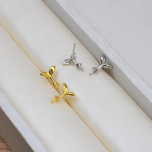 Cadena y Pendientes de Pentagrama de Plata S925, Accesorios para Manualidades, Soportes Vacíos para Perlas de Cabello de 7-13 mm, para Joyería Femenina, Modelo Tide 2813 - Product Image 4