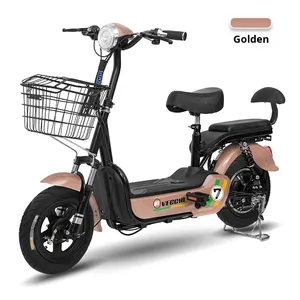 快乐豆48V电动自行车跨境批发轻量两轮高碳钢车架铅酸电池 - Product Image 1