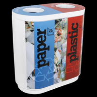 Poubelle de recyclage intérieure double 60L en fibre de verre à ouverture supérieure pour bureau, hall d'entrée, centre commercial