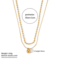 Collier Pendentif Double Couche en Acier Inoxydable Doré CLIORO avec Perles Ovales et Billes – Bijou Tendance pour Femme, Accessoire Quotidien et de Fête
