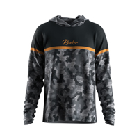 T-shirt de protection solaire pour homme, à capuche, évacuant l'humidité, unisexe, toucher doux, pour sports de plein air, rayures orange, colorblock