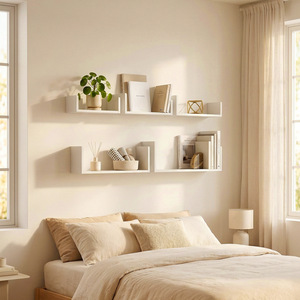 <b>Wall</b>-Mounted <b>Storage</b> Rack 5-Piece Set Rectangle Shelf Organizer For Bedroom Study Decorative <b>Storage</b> Solution - Product Image 1
