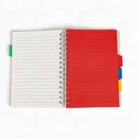 Carnet à spirale avec index coloré, format A5, couverture rigide en PP, 100 feuilles de papier ligné, carnet à 4 onglets