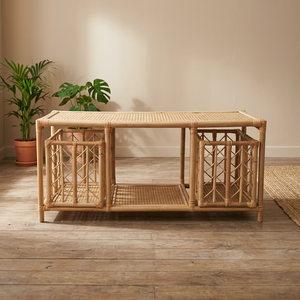 Armoire en rotin NHAT MINH, design tropical, unité de rangement écologique pour salon, 2 étagères - Product Image 3
