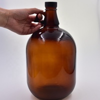 Bouteille de vin ambrée de 4 litres (1 gallon) – Growler de vin de Californie en verre, grande capacité, avec bouchon à vis et poignée