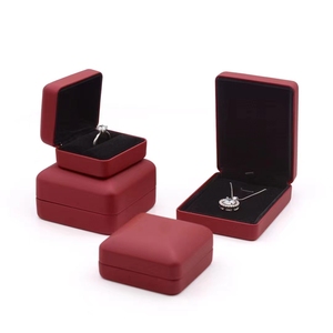 Red <b>Soft</b> Touching Leather Jewelry <b>Box</b> With Led <b>Light</b> Customer Logo Lighted Jewelry <b>Box</b> - Product Image 6
