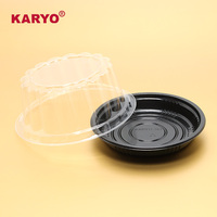 KARYO Boîte en plastique 161H avec logo personnalisé Boîte à gâteaux ronde de qualité alimentaire avec couvercle transparent