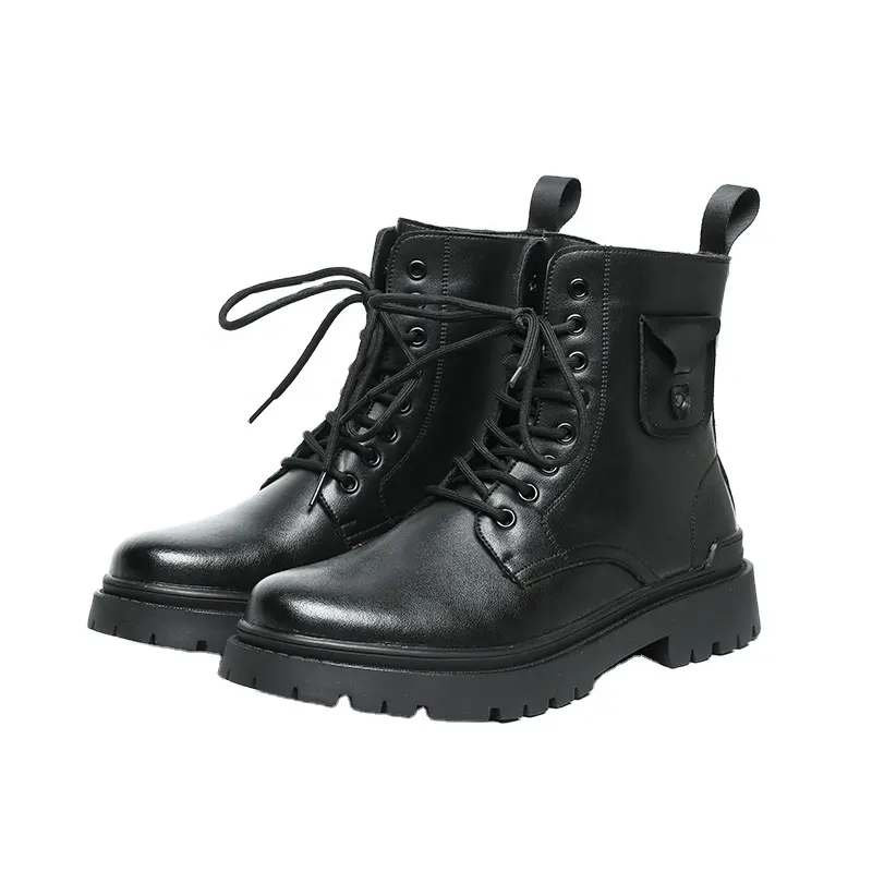 Men's Basic Black men motorcycle boot Retro Versatile Men Boots