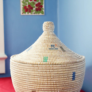 Thanh lịch và khá dệt handmade đầy màu sắc cỏ biển giỏ tự nhiên cỏ biển giỏ với nắp bán buôn - Product Image 5