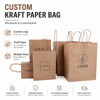 Sac en papier kraft épais, sac à main en papier kraft, sac d'emballage pour la restauration à emporter, sac de shopping en papier kraft pour boulangerie
