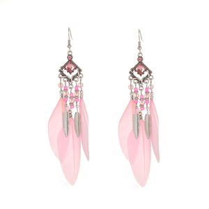 レトロダイヤモンドフェザードロップイヤリング エスニックスタイル 合金メッキ カジュアル卸売 クリエイティブエスニックジュエリー - Product Image 6