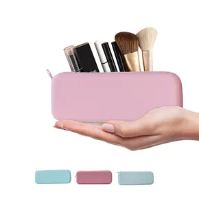 Travel Organizer Silicon Pink Hot Sale Storage Logo Custom Cosmetic Silicone Holder Bag Carrying Design Zip Case Brush Makeup