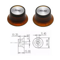 Boutons de guitare électrique et basse, réflecteurs, pour contrôle de vitesse, volume, tonalité, AMP, pédale d'effet, avec dessus argenté