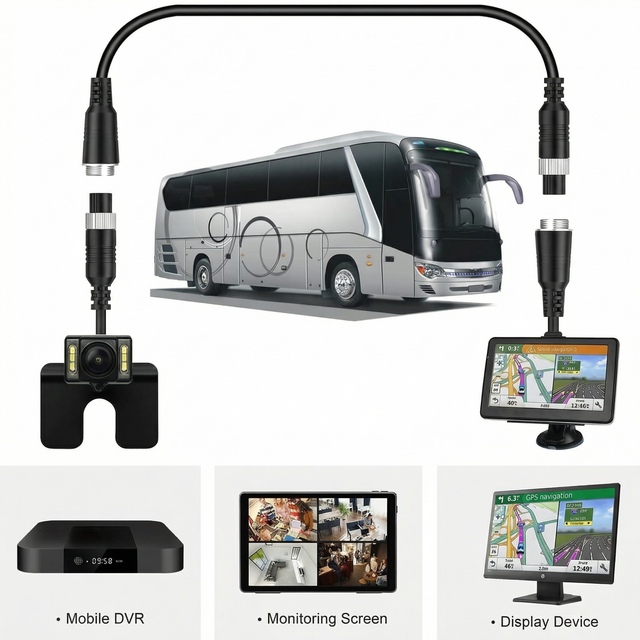 T-WIN INTELLIGENT 20M Flexible Extension 4 Pin Aviation Connector CCTV Backup Rear View Reverse Camera Auto Electrical Cable for