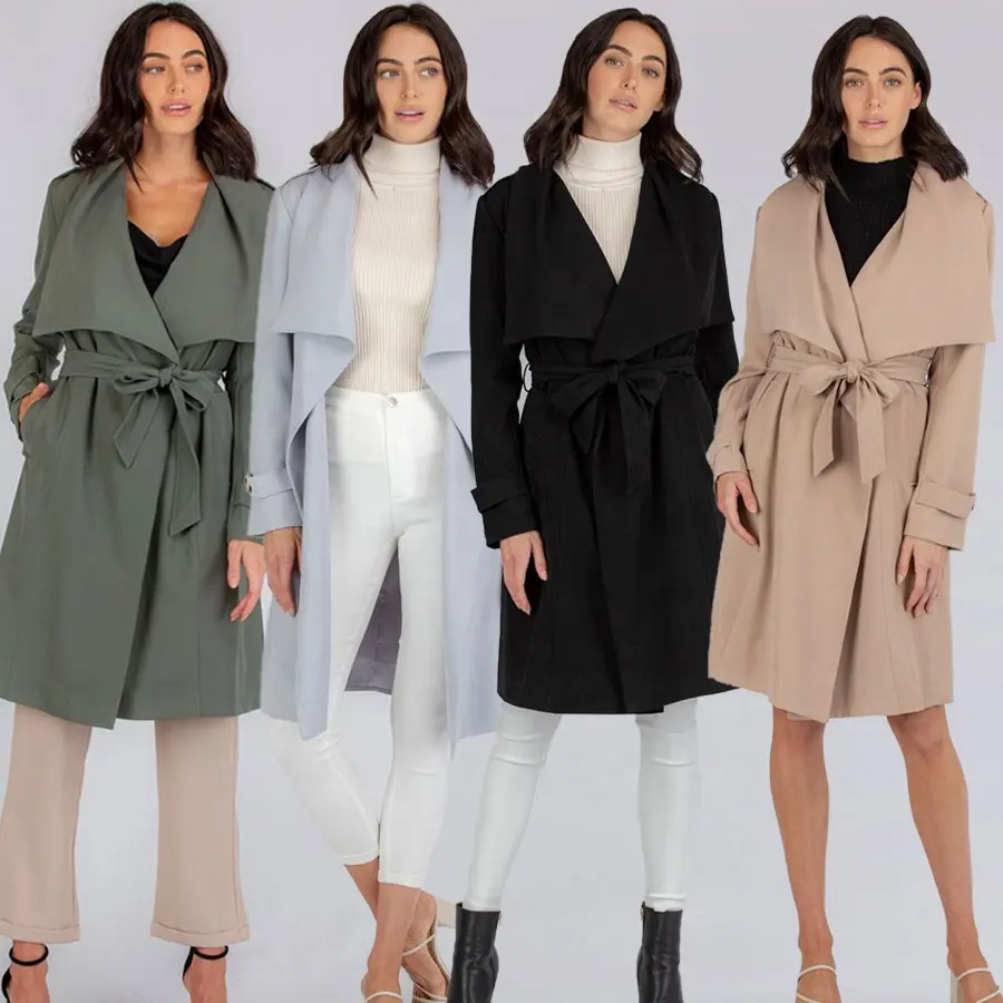 Nouveau manteau long de luxe pour femmes, imperméable, de bonne qualité, trench-coat classique décontracté, veste coupe-vent, femme