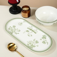 Ensembles d'assiettes de luxe imprimées sur mesure Plats en céramique Bols Vaisselle Ensemble complet de vaisselle