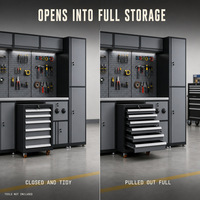 Armoire de rangement robuste pour garage, coffre à outils, établi, panneau perforé, organisateur d'outils en acier avec tiroirs et portes verrouillables