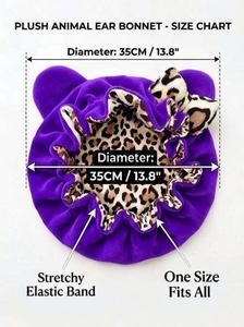 <span class=keywords><strong>Bonnet</strong></span> de nuit en peluche 35 cm avec oreilles, doublure en satin léopard, protection pour cheveux bouclés, double usage cyclisme et <span class=keywords><strong>ski</strong></span>, du fabricant d'origine - Product Image 5