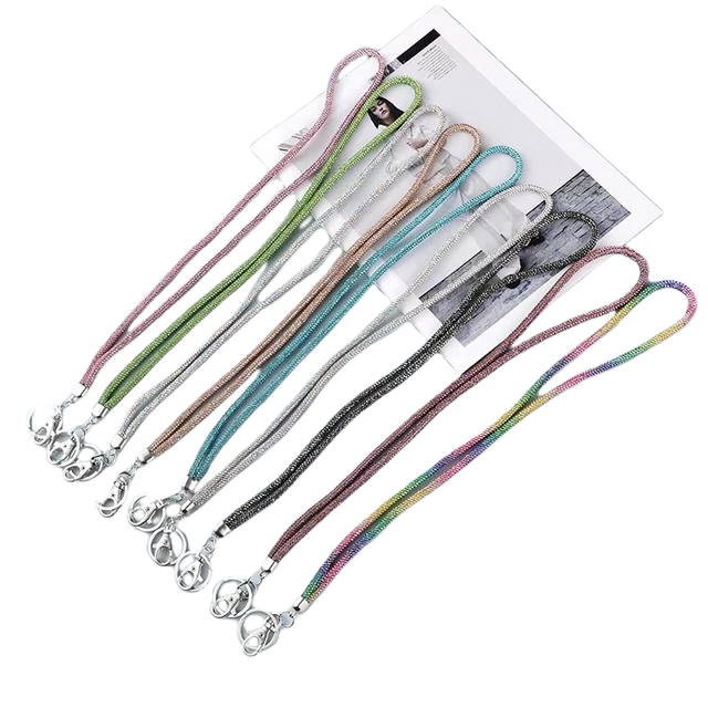 All Around Bling Crystal Rhinestones Lanyard Neck Strap Keychain Diamond Neck Lanyard for ID Badge Key Holder Mobile Phone Chain