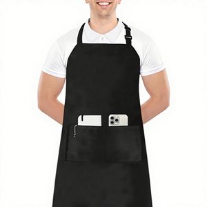 Kitchen Polyester <b>Bib</b> <b>Apron</b> Adjustable 2 Pockets Water Resistant Machine Washable Cooking Chef <b>Apron</b> for Women Men - Product Image 2