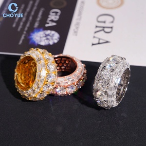 Anillo de Hombre de Plata de Ley 925 con Diamantes de Moissanita VVS Brillantes, Estilo Hip Hop, Anillo de Banda con Incrustaciones de Moissanita - Product Image 2