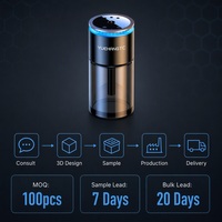 Diffuseur d'arômes pour voiture, humidificateur 180 ml, USB-C, porte-gobelet, désodorisant, LED bleue, commande tactile pour l'intérieur du véhicule