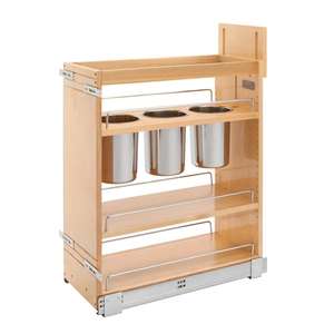 Plateau et panier de rangement coulissant en bois massif carré personnalisé et durable avec tiroir à fermeture douce moderne - Product Image 4